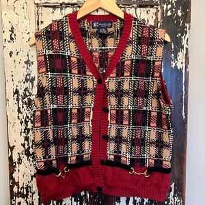 Vintage Women’s Main Line Eagle's Eye sweater vest cardigan sz XL.